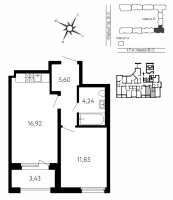 2 ккв (Евро) № 304 Корп.: Б , Секция 4Б  в ЖК 17-я линия