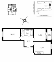 3 ккв (Евро) № 431 Корп.: Б , Секция 6Б  в ЖК 17-я линия