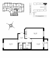 3 ккв (Евро) № 481 Корп.: Б , Секция 7Б  в ЖК 17-я линия