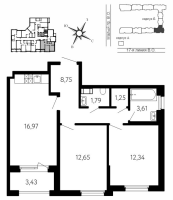3 ккв (Евро) № 311 Корп.: Б , Секция 4Б  в ЖК 17-я линия