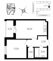 2 ккв (Евро) № 383 Корп.: Б , Секция 5Б  в ЖК 17-я линия