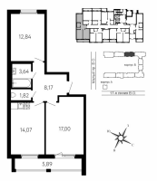 2 ккв № 572 Корп.: Б , Секция 8Б  в ЖК 17-я линия