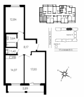 2 ккв № 588 Корп.: Б , Секция 8Б  в ЖК 17-я линия