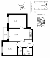 3 ккв (Евро) № 423 Корп.: Б , Секция 6Б  в ЖК 17-я линия