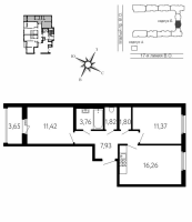 3 ккв (Евро) № 384 Корп.: Б , Секция 5Б  в ЖК 17-я линия