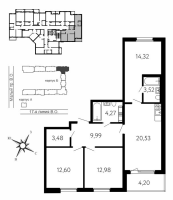 4 ккв (Евро) № 480 Корп.: Б , Секция 7Б  в ЖК 17-я линия