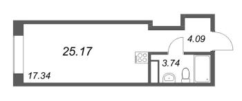 Студия № 104 Корп.: 1 Уч. Club , Секция 1  в ЖК 17/33 Петровский остров