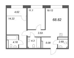 3 ккв (Евро) № 771 Корп.: 2 Уч. Life , Секция 6  в ЖК 17/33 Петровский остров