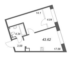 2 ккв (Евро) № 544 Корп.: 2 Уч. Life , Секция 4  в ЖК 17/33 Петровский остров