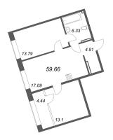 3 ккв (Евро) № 289 Корп.: 2 Уч. Life , Секция 2  в ЖК 17/33 Петровский остров