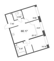 3 ккв (Евро) № 698 Корп.: 2 Уч. Life , Секция 6  в ЖК 17/33 Петровский остров