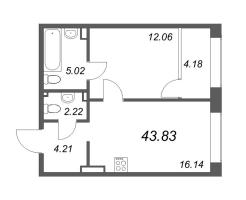 2 ккв (Евро) № 613 Корп.: 2 Уч. Life , Секция 5  в ЖК 17/33 Петровский остров