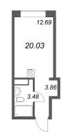 Студия № 112 Корп.: 1 Уч. Club , Секция 1  в ЖК 17/33 Петровский остров