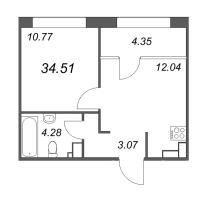 1 ккв № 401 Корп.: 2 Уч. Life , Секция 3  в ЖК 17/33 Петровский остров