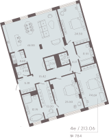 4 ккв (Евро) № 784 Корп.: 3 Уч. Residence , Секция 7  в ЖК 17/33 Петровский остров