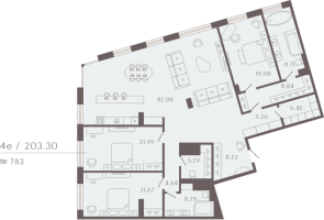 4 ккв (Евро) № 783 Корп.: 3 Уч. Residence , Секция 7  в ЖК 17/33 Петровский остров