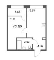 2 ккв (Евро) № 602 Корп.: 2 Уч. Life , Секция 5  в ЖК 17/33 Петровский остров