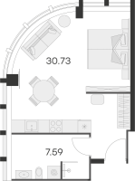 Студия № 215 Корп.: 1 , Секция 1  в ЖК 25/7 Заневский