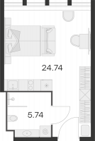 Студия № 230 Корп.: 1 , Секция 1  в ЖК 25/7 Заневский