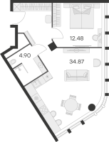 2 ккв (Евро) № 342 Корп.: 1 , Секция 1  в ЖК 25/7 Заневский