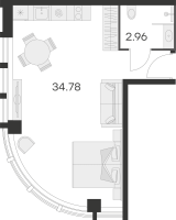 Студия № 347 Корп.: 1 , Секция 1  в ЖК 25/7 Заневский