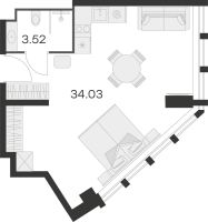 Студия № 241 Корп.: 1 , Секция 1  в ЖК 25/7 Заневский