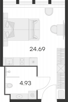 Студия № 624 Корп.: 1 , Секция 1  в ЖК 25/7 Заневский