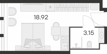 Студия № 844 Корп.: 1 , Секция 1  в ЖК 25/7 Заневский