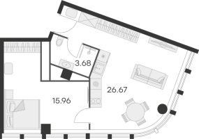 2 ккв (Евро) № 639 Корп.: 1 , Секция 1  в ЖК 25/7 Заневский