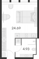 Студия № 621 Корп.: 1 , Секция 1  в ЖК 25/7 Заневский