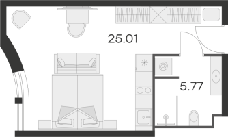Студия № 249 Корп.: 1 , Секция 1  в ЖК 25/7 Заневский