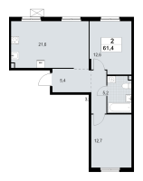 3 ккв (Евро) № 41 Корп.: 1.3.4.3 , Секция 2  в ЖК А101 Лаголово