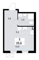 Студия № 82 Корп.: 1.3.4.3 , Секция 3  в ЖК А101 Лаголово