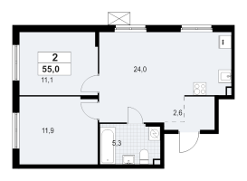 3 ккв (Евро) № 85 Корп.: 1.3.4.3 , Секция 3  в ЖК А101 Лаголово