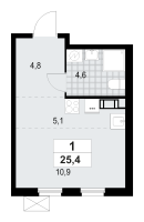 Студия № 87 Корп.: 1.3.4.3 , Секция 3  в ЖК А101 Лаголово