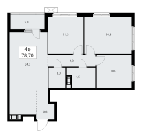 4 ккв (Евро) № 237 Корп.: 1.3 , Секция 3  в ЖК А101 Лаголово