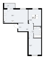 3 ккв (Евро) № 81 Корп.: 1.3.4.3 , Секция 3  в ЖК А101 Лаголово