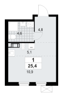 Студия № 29 Корп.: 1.3.4.3 , Секция 1  в ЖК А101 Лаголово