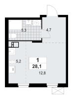 Студия № 69 Корп.: 1.3.4.3 , Секция 2  в ЖК А101 Лаголово