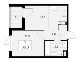 1 ккв № 71 Корп.: 1.3-2 , Секция 1  в ЖК А101 Лаголово