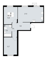 3 ккв (Евро) № 45 Корп.: 1.3.4.3 , Секция 2  в ЖК А101 Лаголово