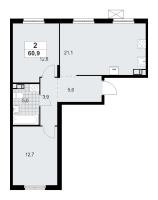 3 ккв (Евро) № 60 Корп.: 1.3.4.3 , Секция 2  в ЖК А101 Лаголово