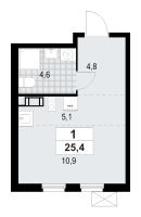 Студия № 19 Корп.: 1.3.4.3 , Секция 1  в ЖК А101 Лаголово
