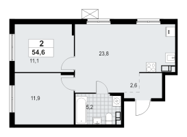 3 ккв (Евро) № 90 Корп.: 1.3.4.3 , Секция 3  в ЖК А101 Лаголово