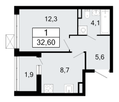 1 ккв № 34 Корп.: 1.1 , Секция 1  в ЖК А101 Всеволожск