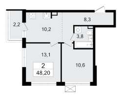 2 ккв № 134 Корп.: 1.2 , Секция 2  в ЖК А101 Всеволожск