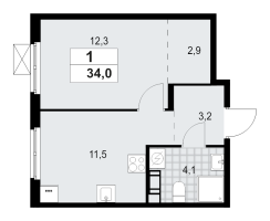 1 ккв № 135 Корп.: 4.2 , Секция 2  в ЖК А101 Всеволожск