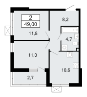 2 ккв № 13 Корп.: 1.1 , Секция 1  в ЖК А101 Всеволожск