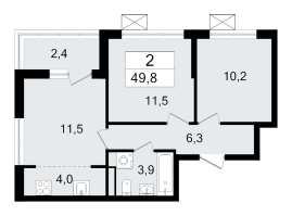 3 ккв (Евро) № 237 Корп.: 1.3 , Секция 4  в ЖК А101 Всеволожск