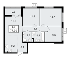 4 ккв (Евро) № 107 Корп.: 1.1 , Секция 1  в ЖК А101 Всеволожск